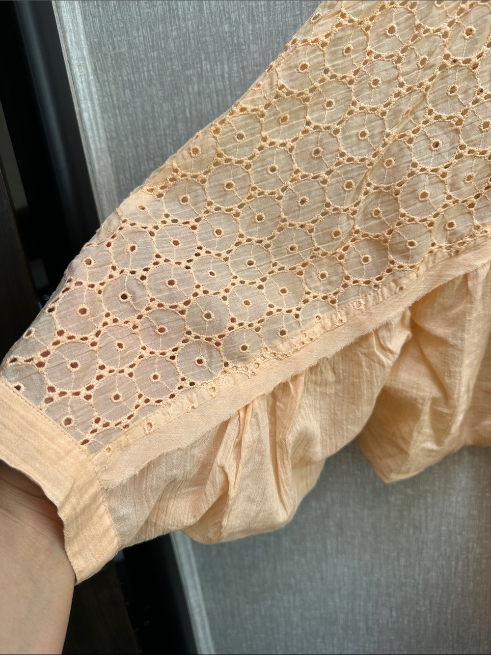 Free People Peach Eyelet Button-Front Tunic - Picture 3 of 5